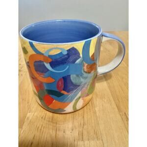 Colorful Anthropologie Coffee Mug Lottie Art Monogram Initial Letter "C" 16 oz